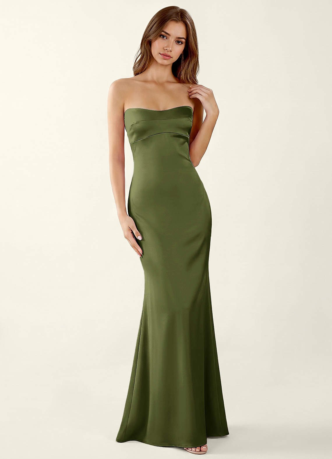 Miniqueadom Mermaid Strapless Satin Prom Dress in Haze Pink
