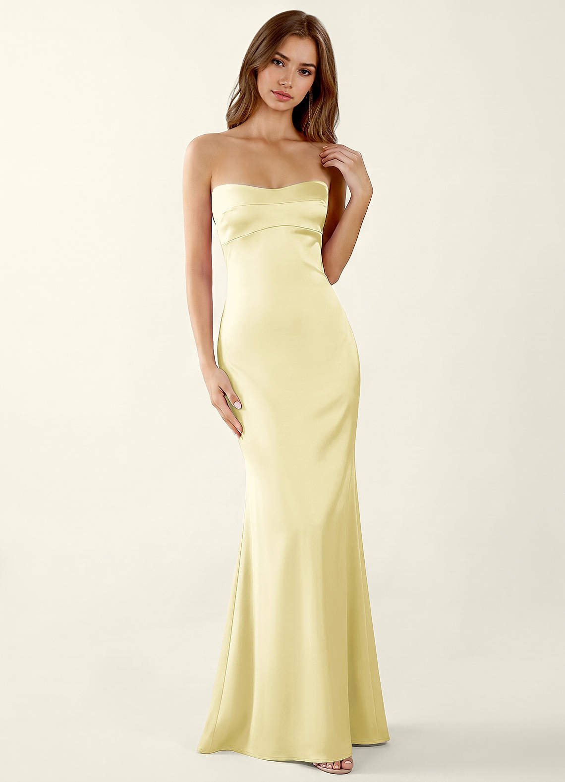 Miniqueadom Mermaid Strapless Satin Prom Dress in Haze Pink