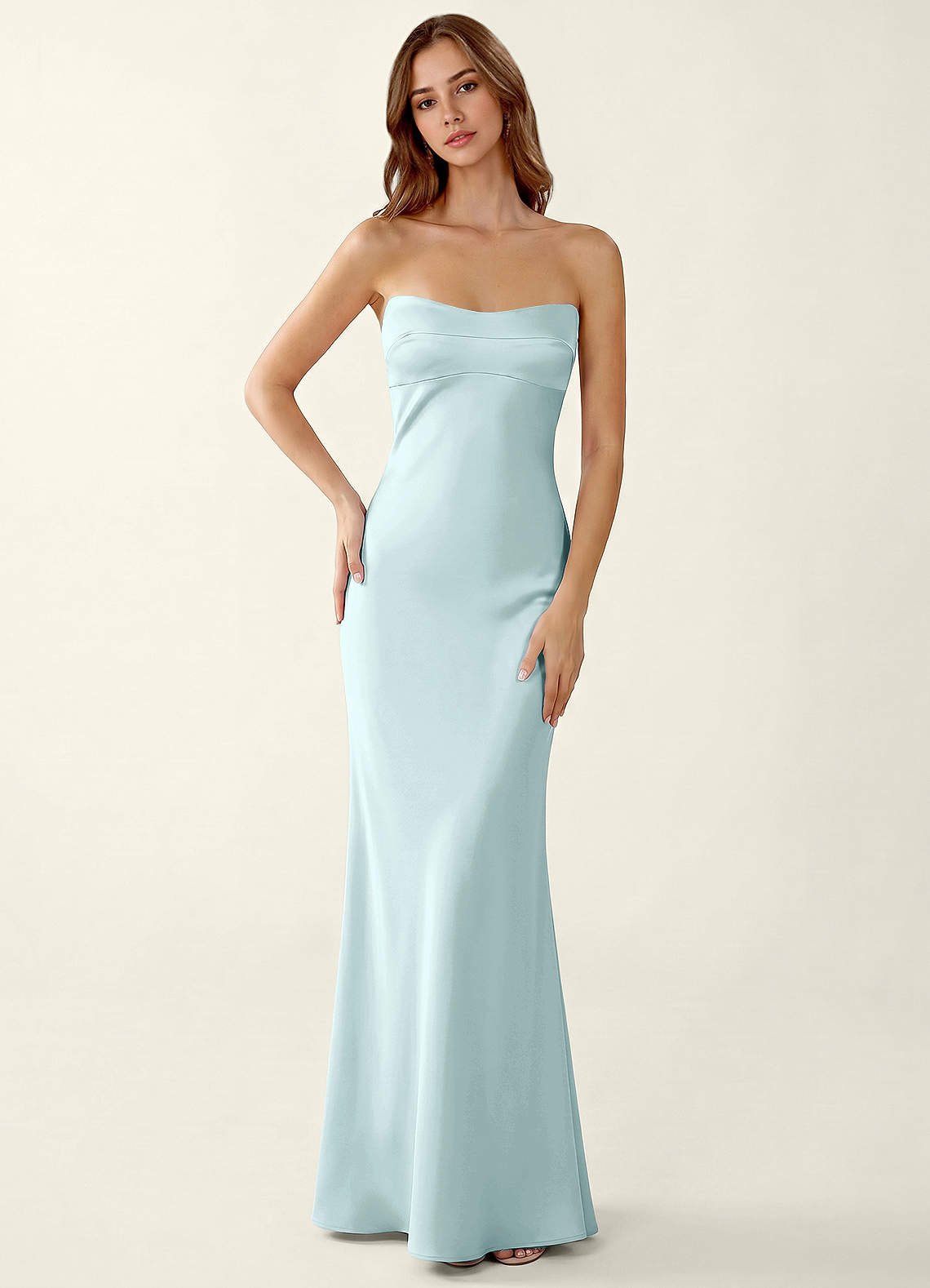 Miniqueadom Mermaid Strapless Satin Prom Dress in Mist