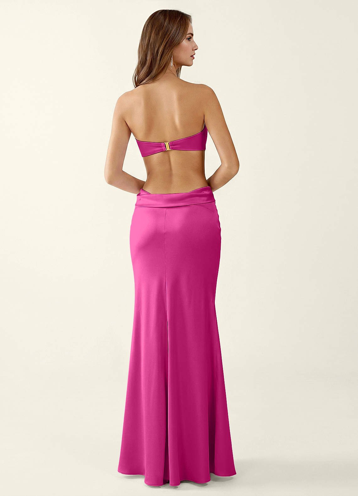 Miniqueadom Mermaid Strapless Satin Prom Dress in Hot Pink