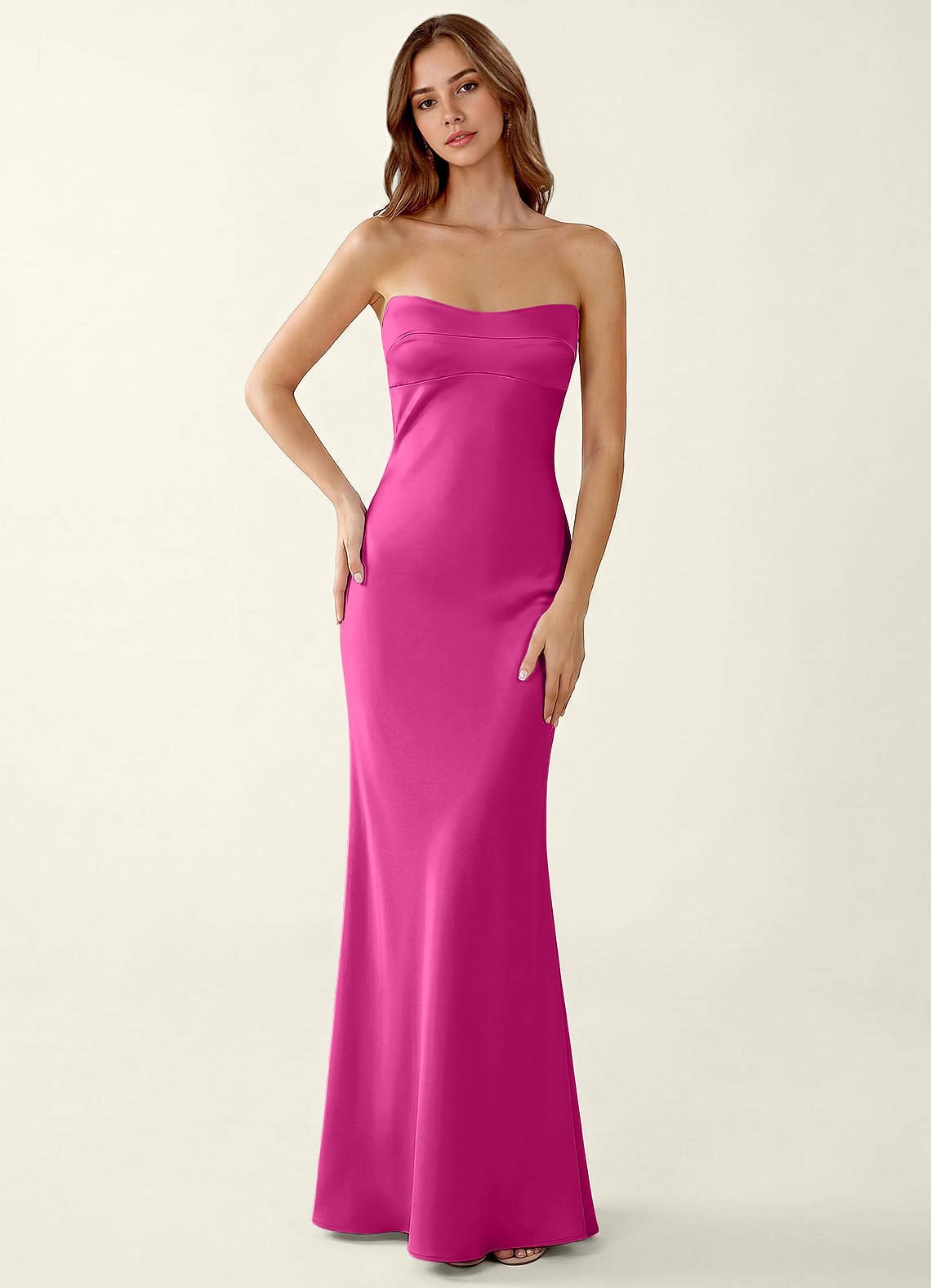 Miniqueadom Mermaid Strapless Satin Prom Dress in Hot Pink