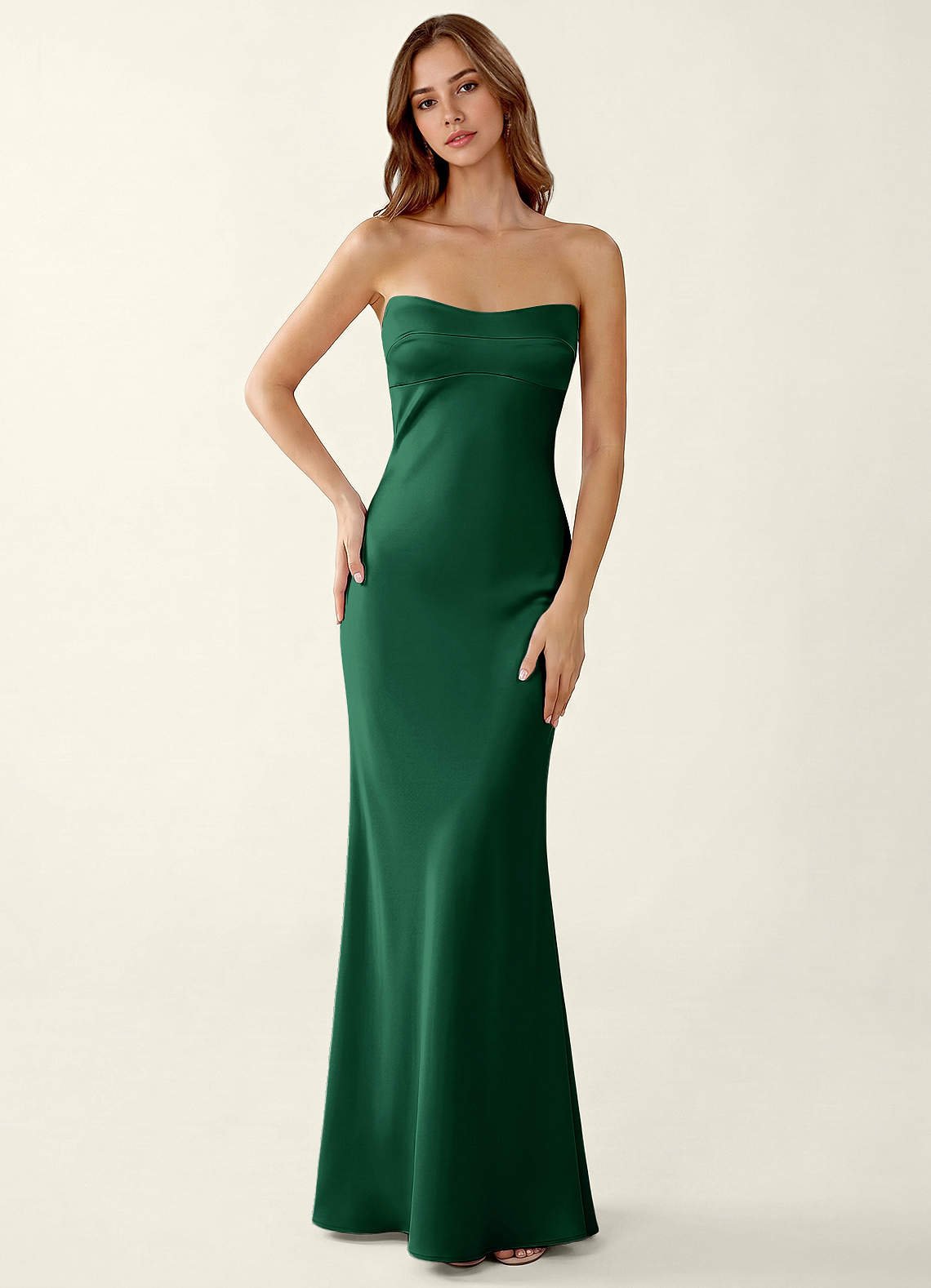 Miniqueadom Mermaid Strapless Satin Prom Dress in Emerald Green
