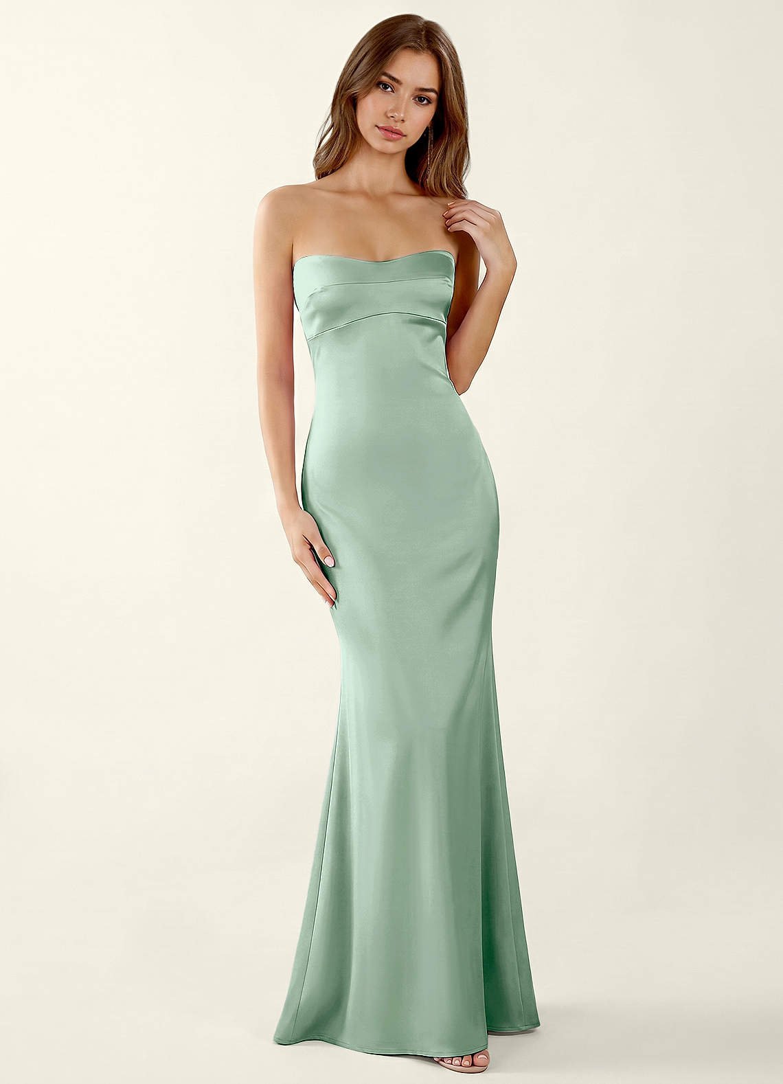 Miniqueadom Mermaid Strapless Satin Prom Dress in Haze Pink