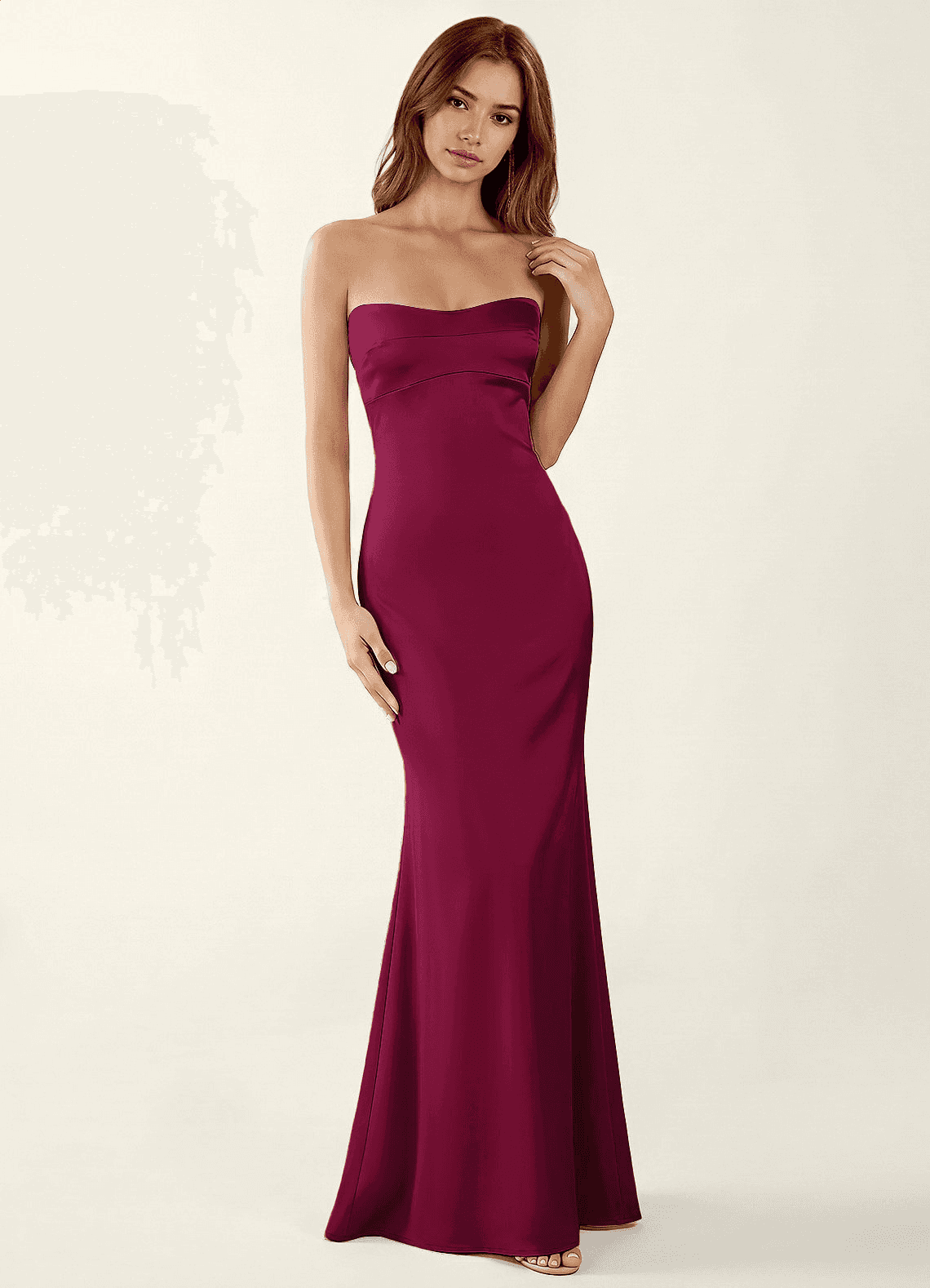 Miniqueadom Mermaid Strapless Satin Prom Dress in Haze Pink