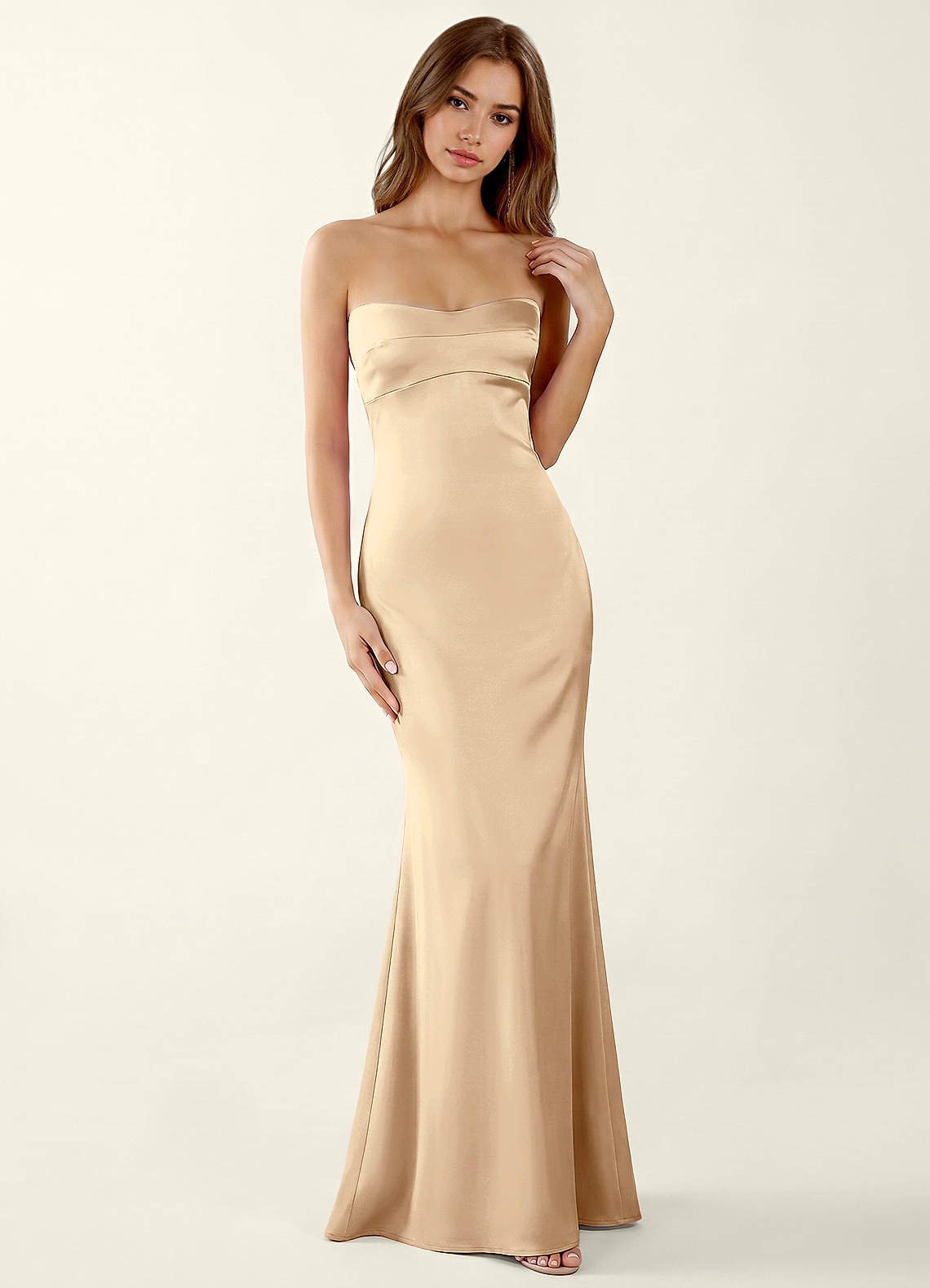 Miniqueadom Mermaid Strapless Satin Prom Dress in Haze Pink