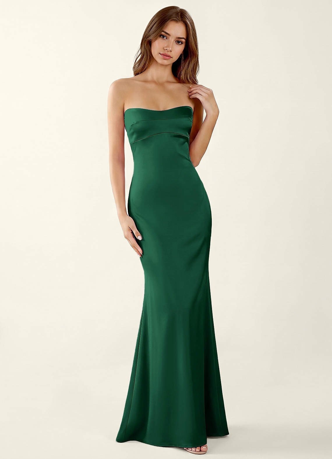 Miniqueadom Mermaid Strapless Satin Prom Dress in Haze Pink