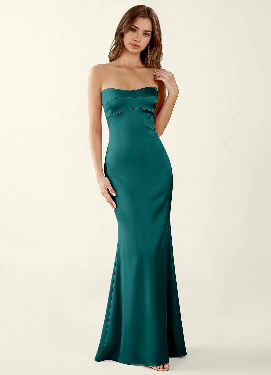Miniqueadom Mermaid Strapless Satin Prom Dress in Haze Pink