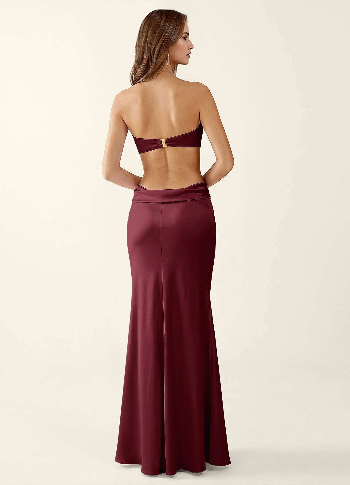 Miniqueadom Mermaid Strapless Satin Prom Dress in Wine