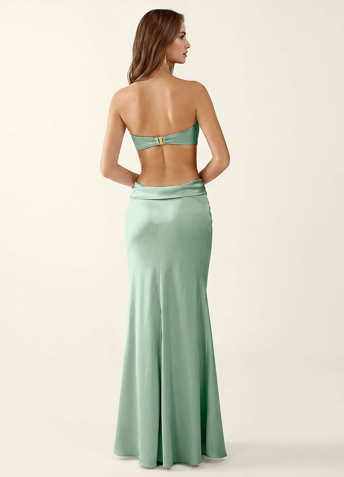 Miniqueadom Mermaid Strapless Satin Prom Dress in Agave Green