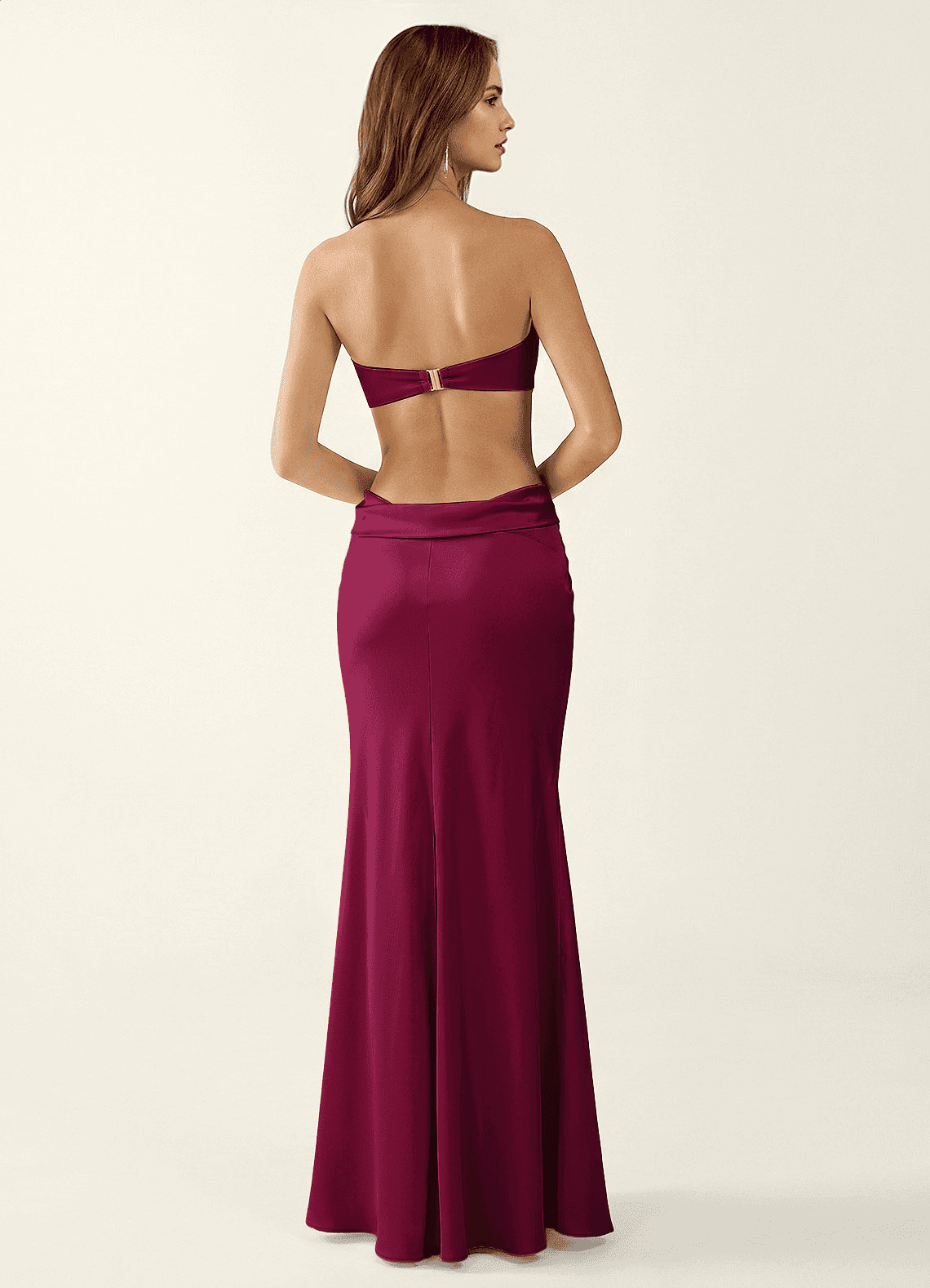 Miniqueadom Mermaid Strapless Satin Prom Dress in Merlot