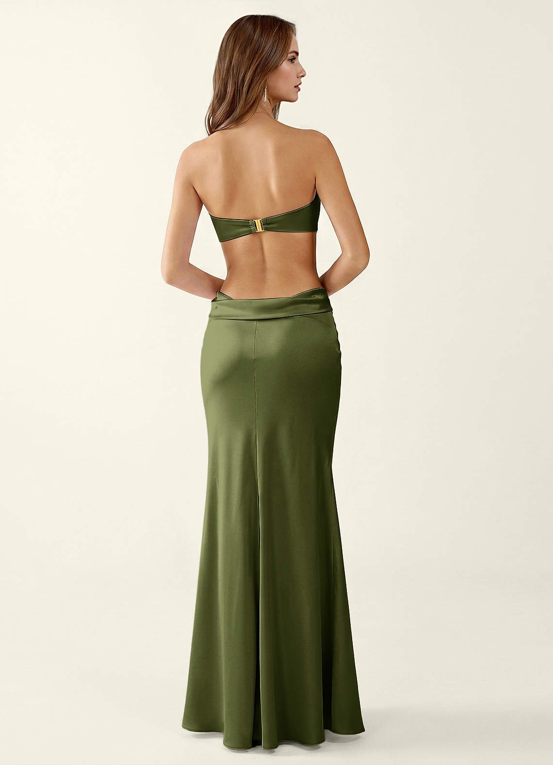 Miniqueadom Mermaid Strapless Satin Prom Dress in Olive