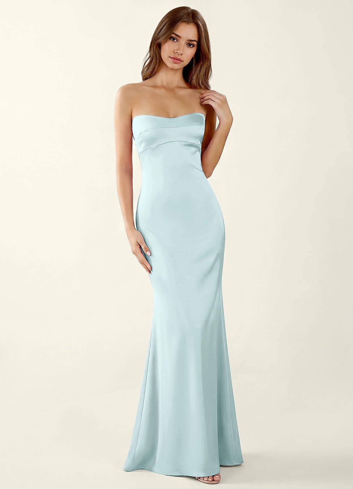 Miniqueadom Mermaid Strapless Satin Prom Dress in Haze Pink