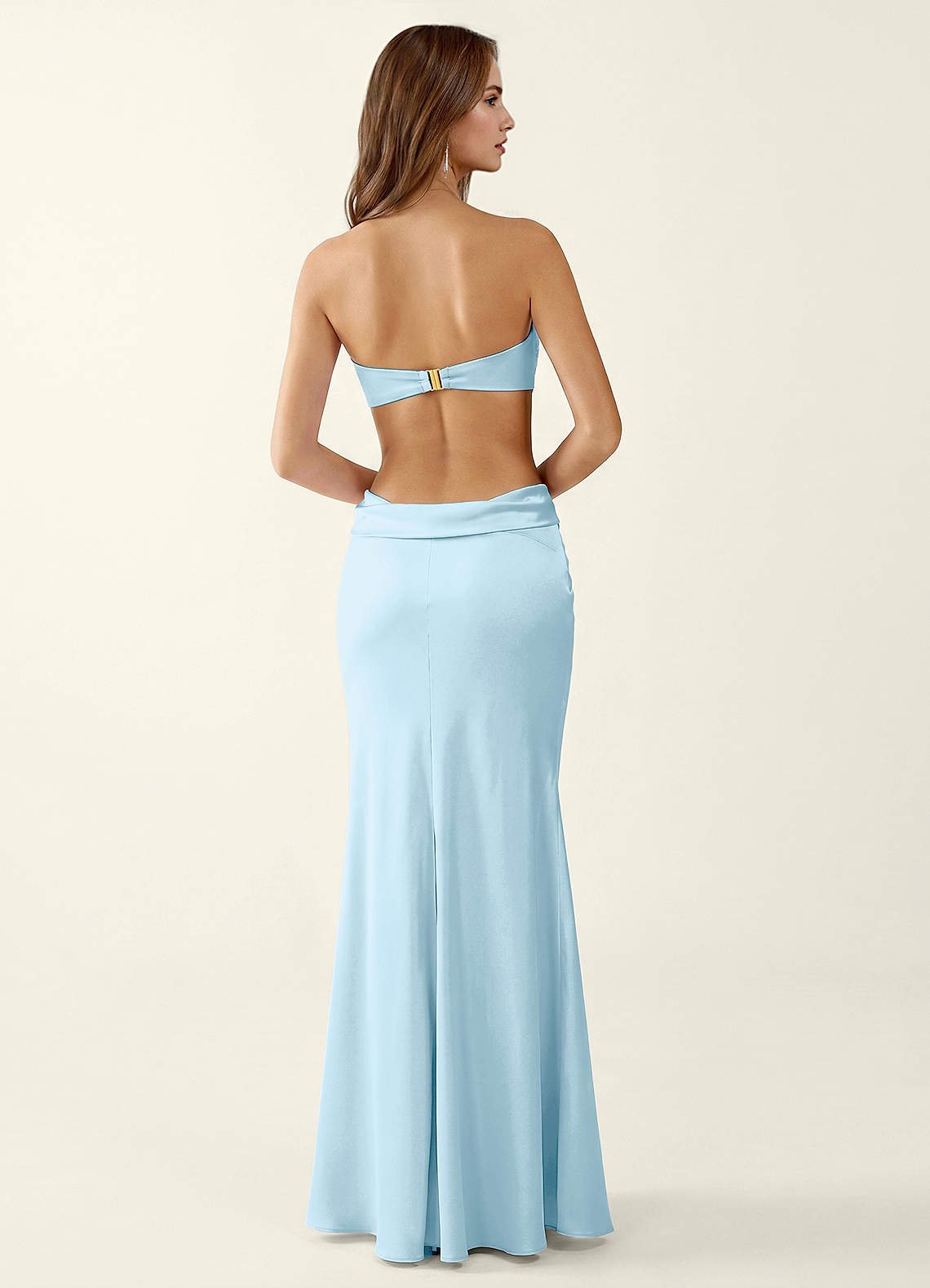 Miniqueadom Mermaid Strapless Satin Prom Dress in Sky Blue