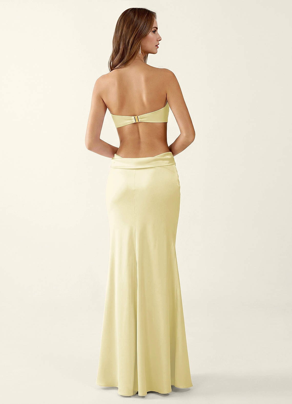 Miniqueadom Mermaid Strapless Satin Prom Dress in Lemon Sorbet