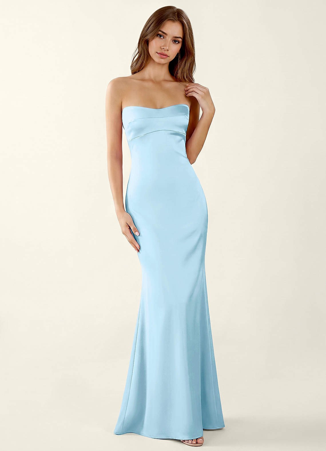 Miniqueadom Mermaid Strapless Satin Prom Dress in Haze Pink