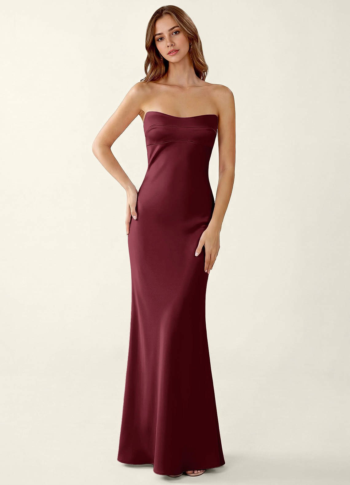 Miniqueadom Mermaid Strapless Satin Prom Dress in Wine