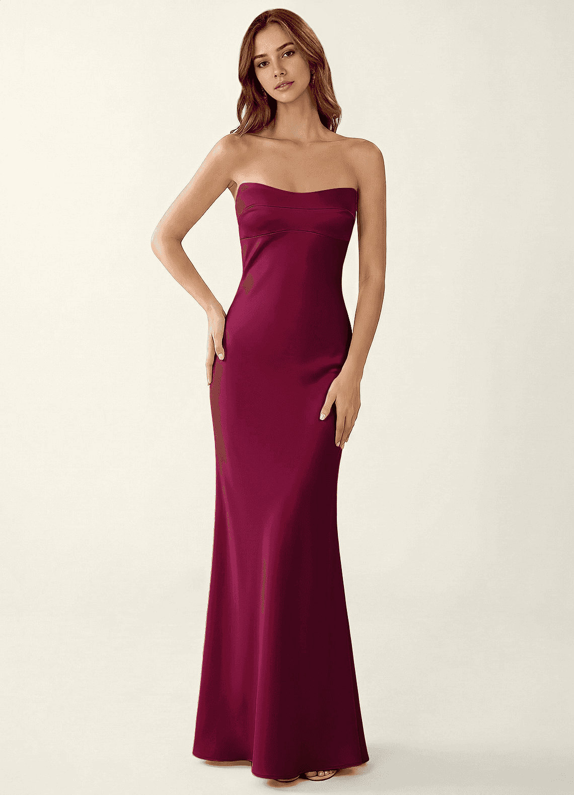 Miniqueadom Mermaid Strapless Satin Prom Dress in Merlot