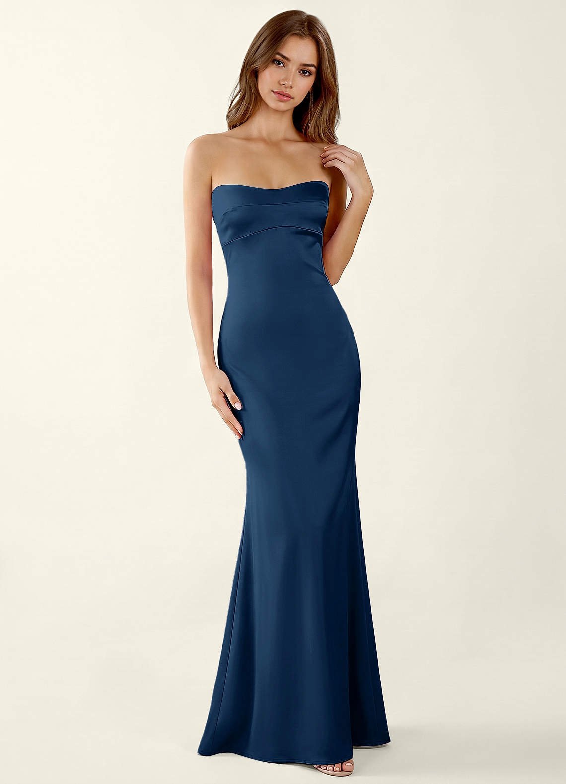 Miniqueadom Mermaid Strapless Satin Prom Dress in Haze Pink