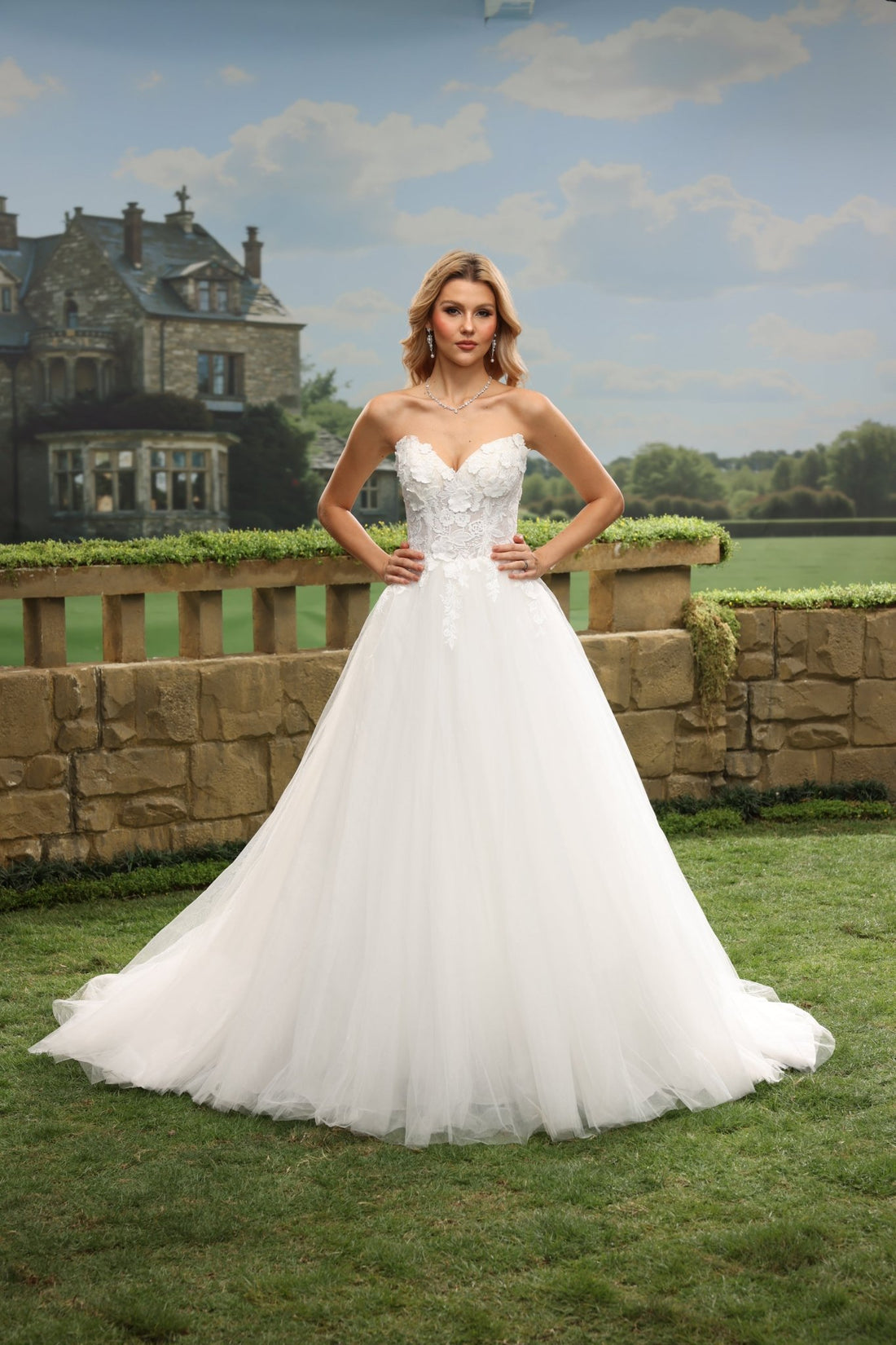 Mira white wedding dress front view 1