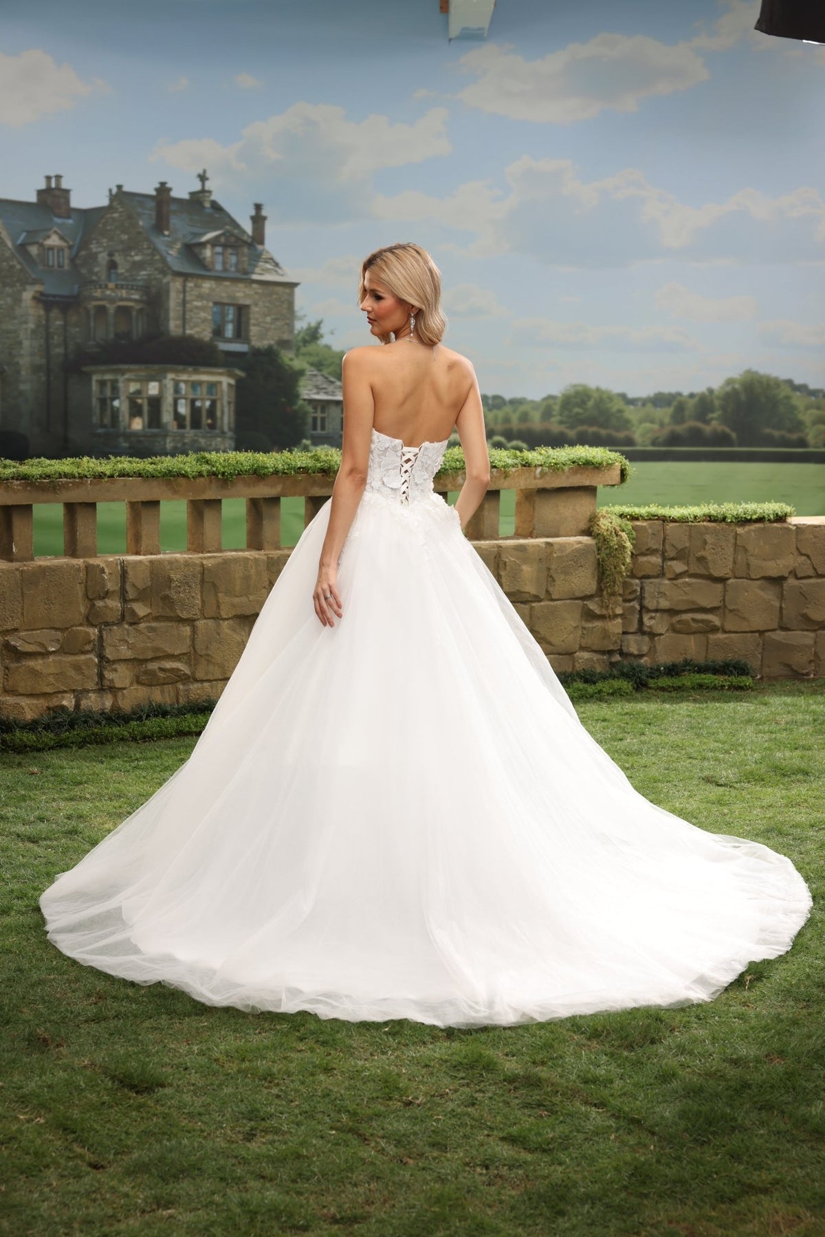 Mira white wedding dress back view 10