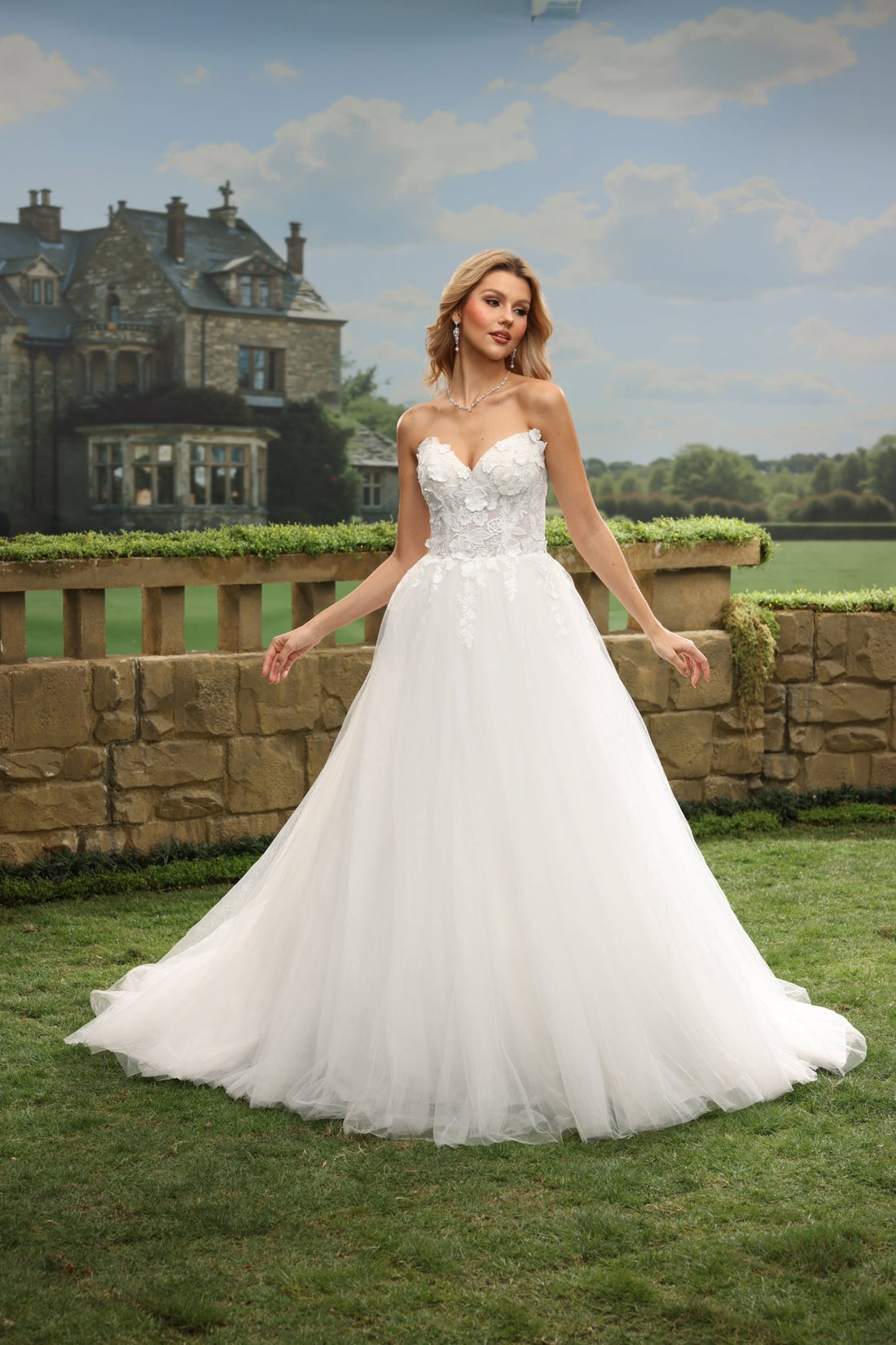 Mira white wedding dress front view 1