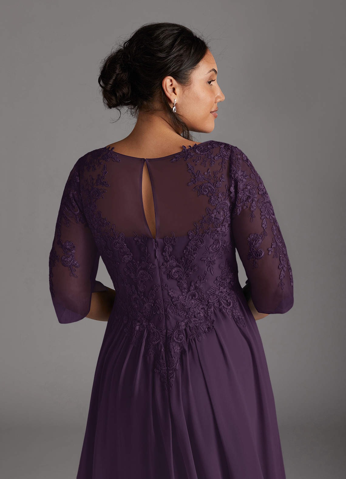 Mirielle A-Line Scoop-Neck Chiffon and Lace Mother of the Bride Dress