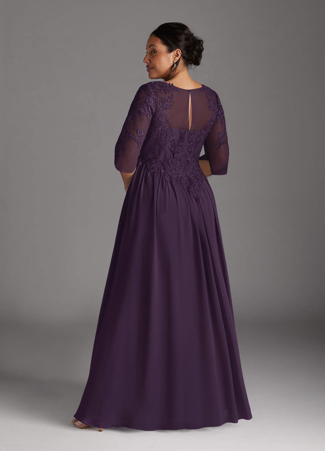Mirielle A-Line Scoop-Neck Chiffon and Lace Mother of the Bride Dress