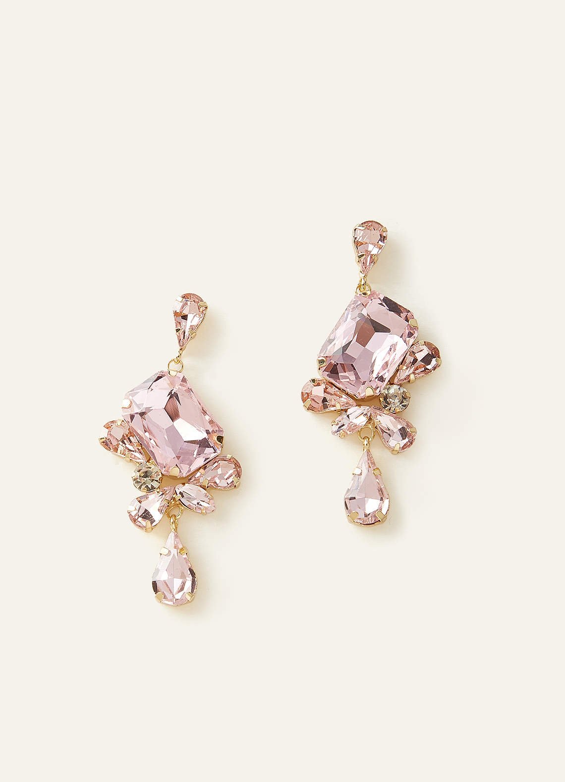 Mixed Gemstone Geo Drop Earrings — pink — 图 1/3