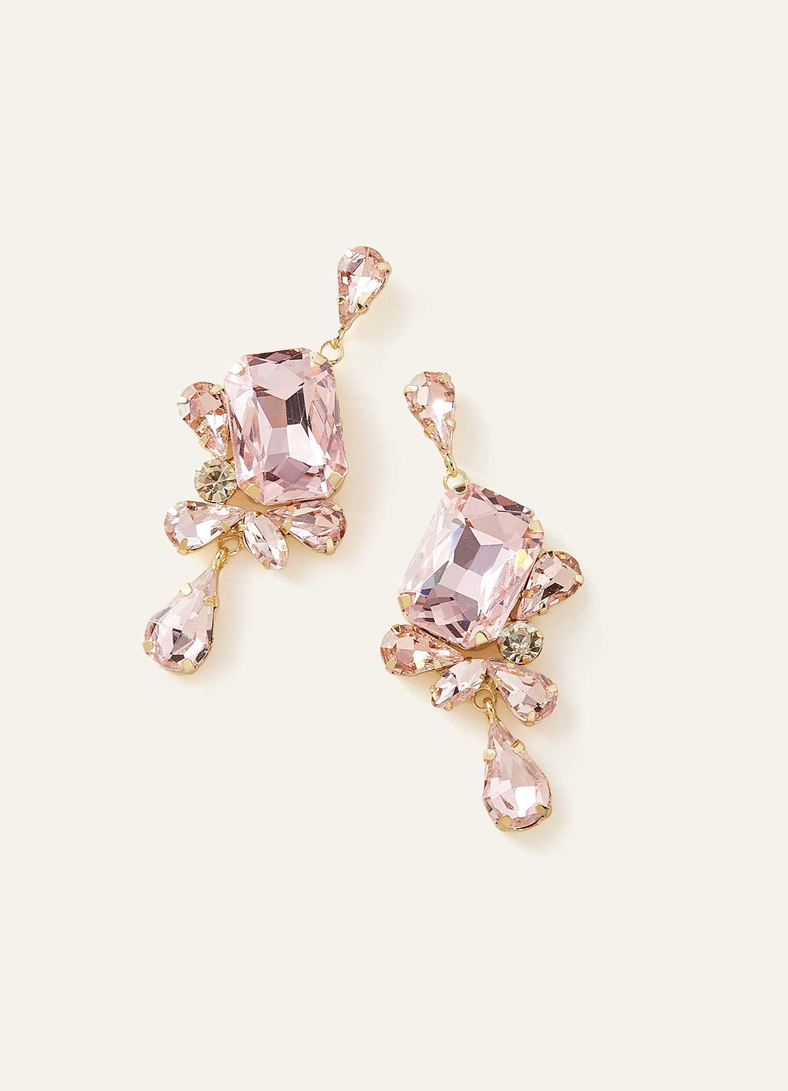 Mixed Gemstone Geo Drop Earrings — pink — 图 3/3
