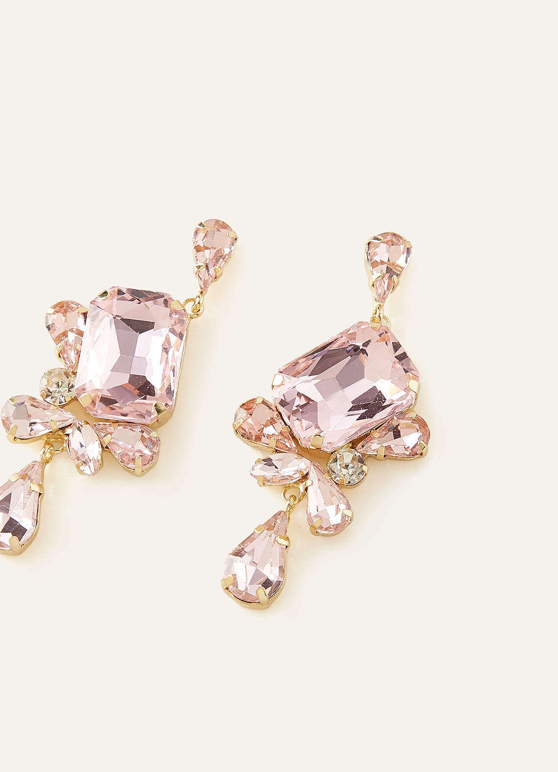 Mixed Gemstone Geo Drop Earrings — pink — 图 2/3