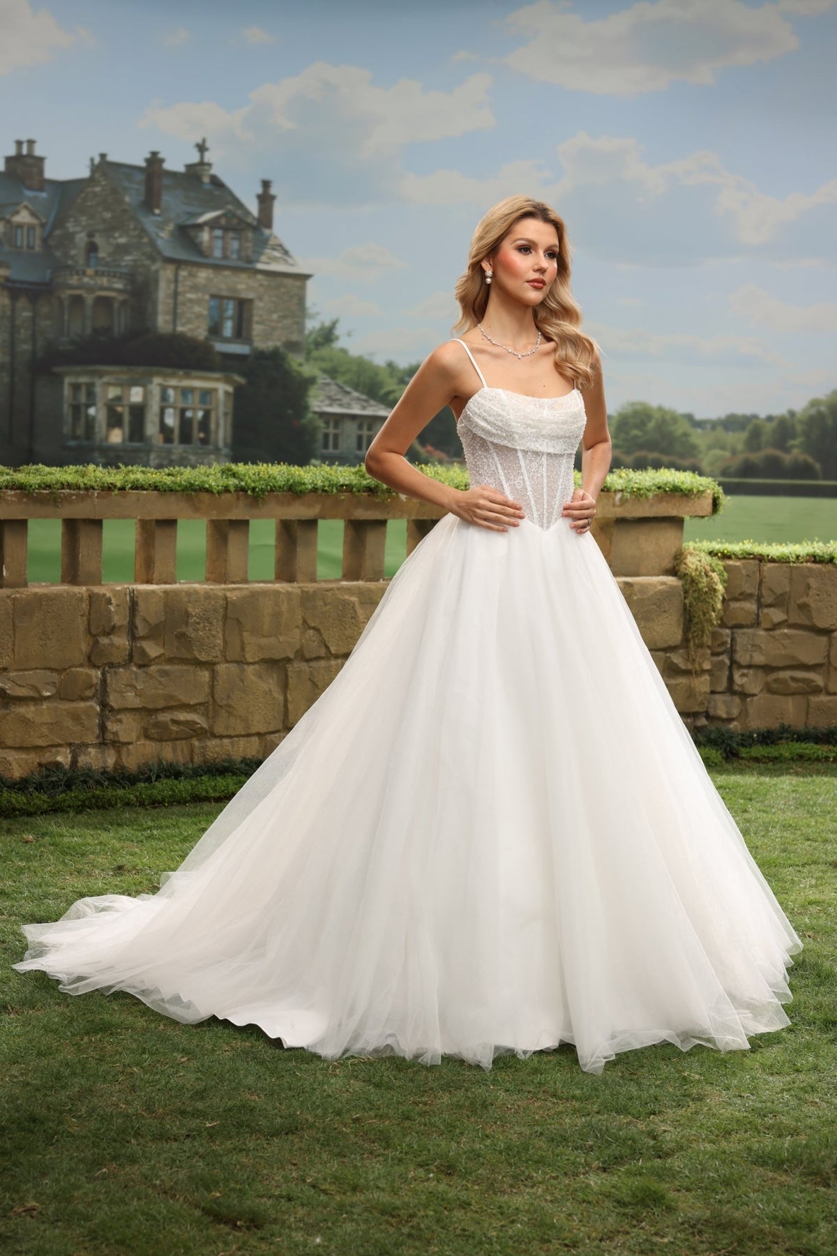 Nalia white wedding dress side view 3