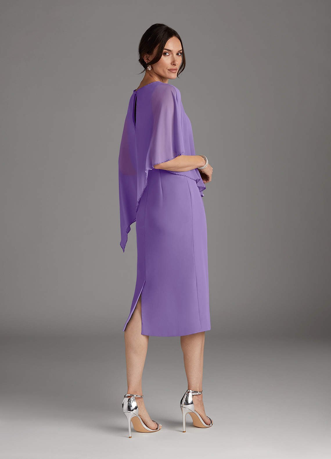 Sparrow Sheath Scoop-Neck Chiffon Mother of the Bride Dress in Tahiti
