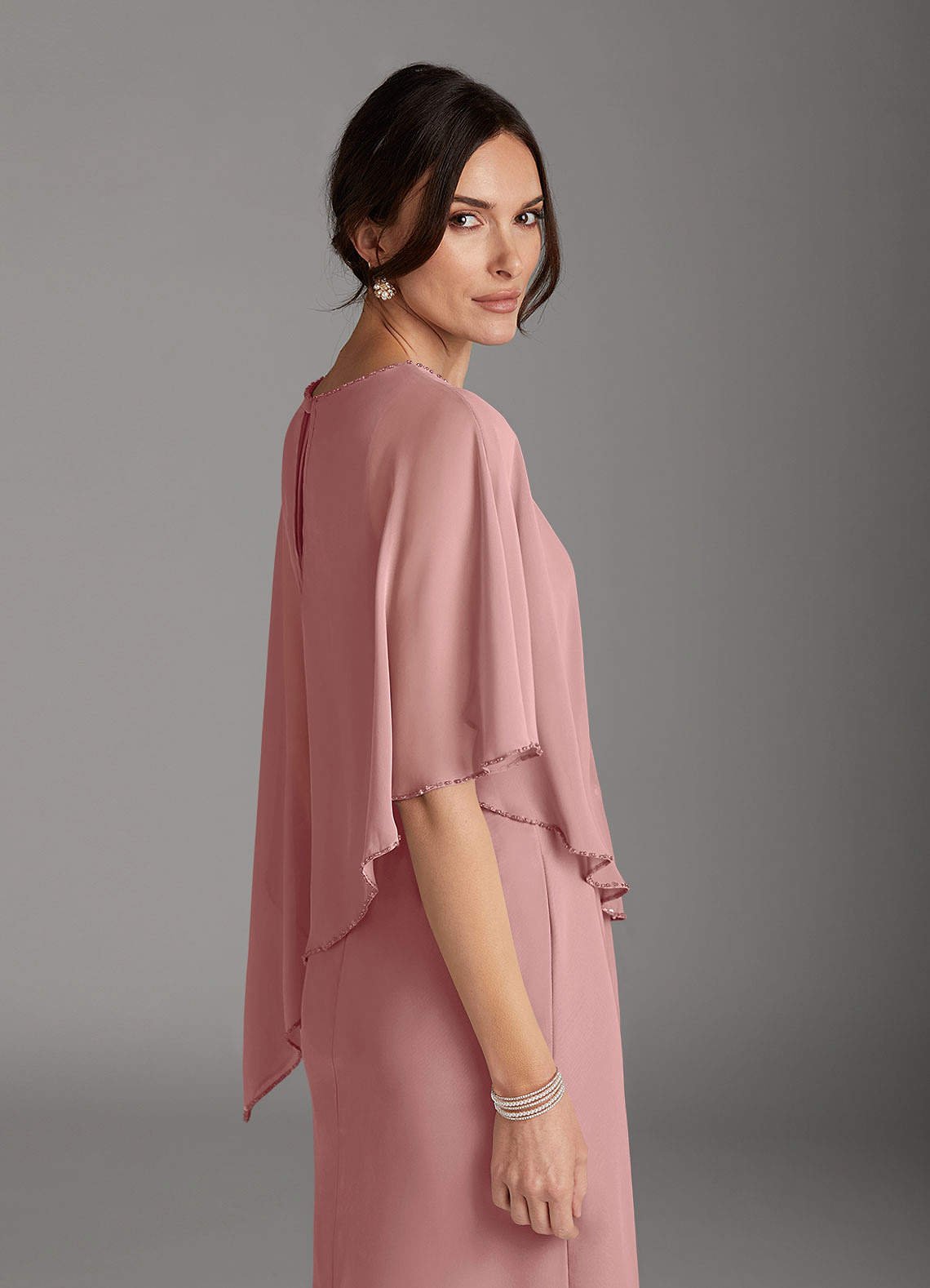 Sparrow Sheath Scoop-Neck Chiffon Mother of the Bride Dress