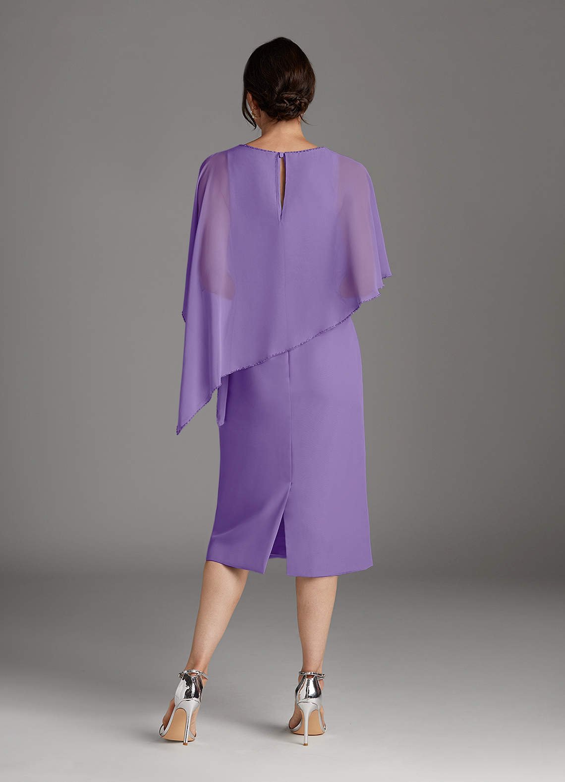 Sparrow Sheath Scoop-Neck Chiffon Mother of the Bride Dress in Tahiti