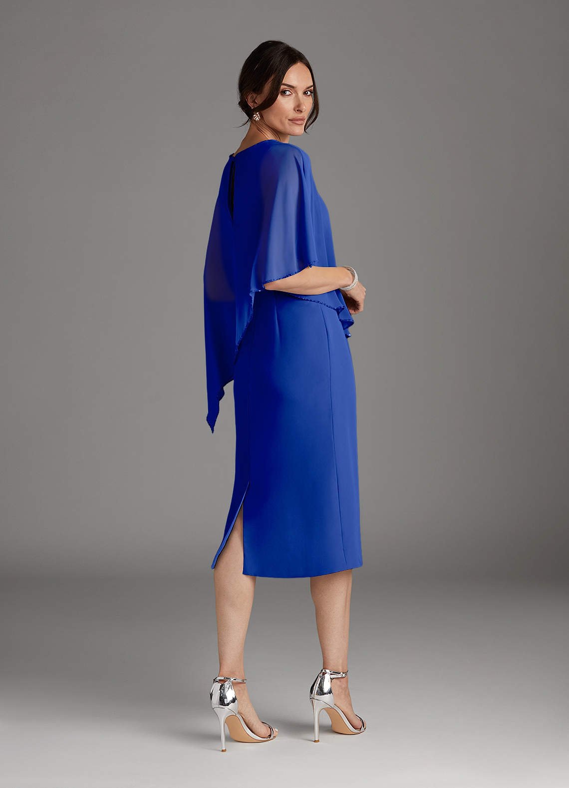 Sparrow Sheath Scoop-Neck Chiffon Mother of the Bride Dress in Royal Blue