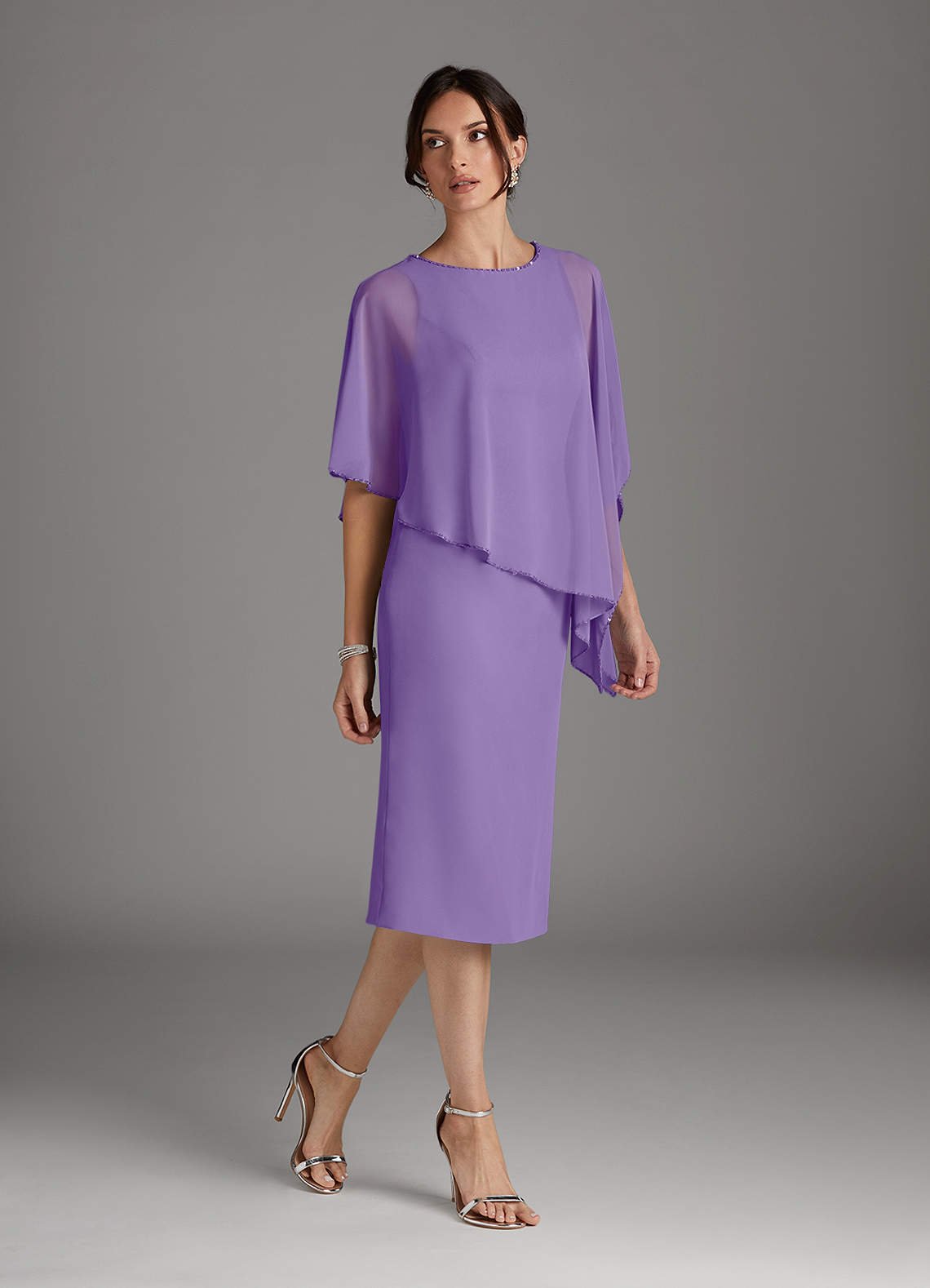 Sparrow Sheath Scoop-Neck Chiffon Mother of the Bride Dress in Tahiti