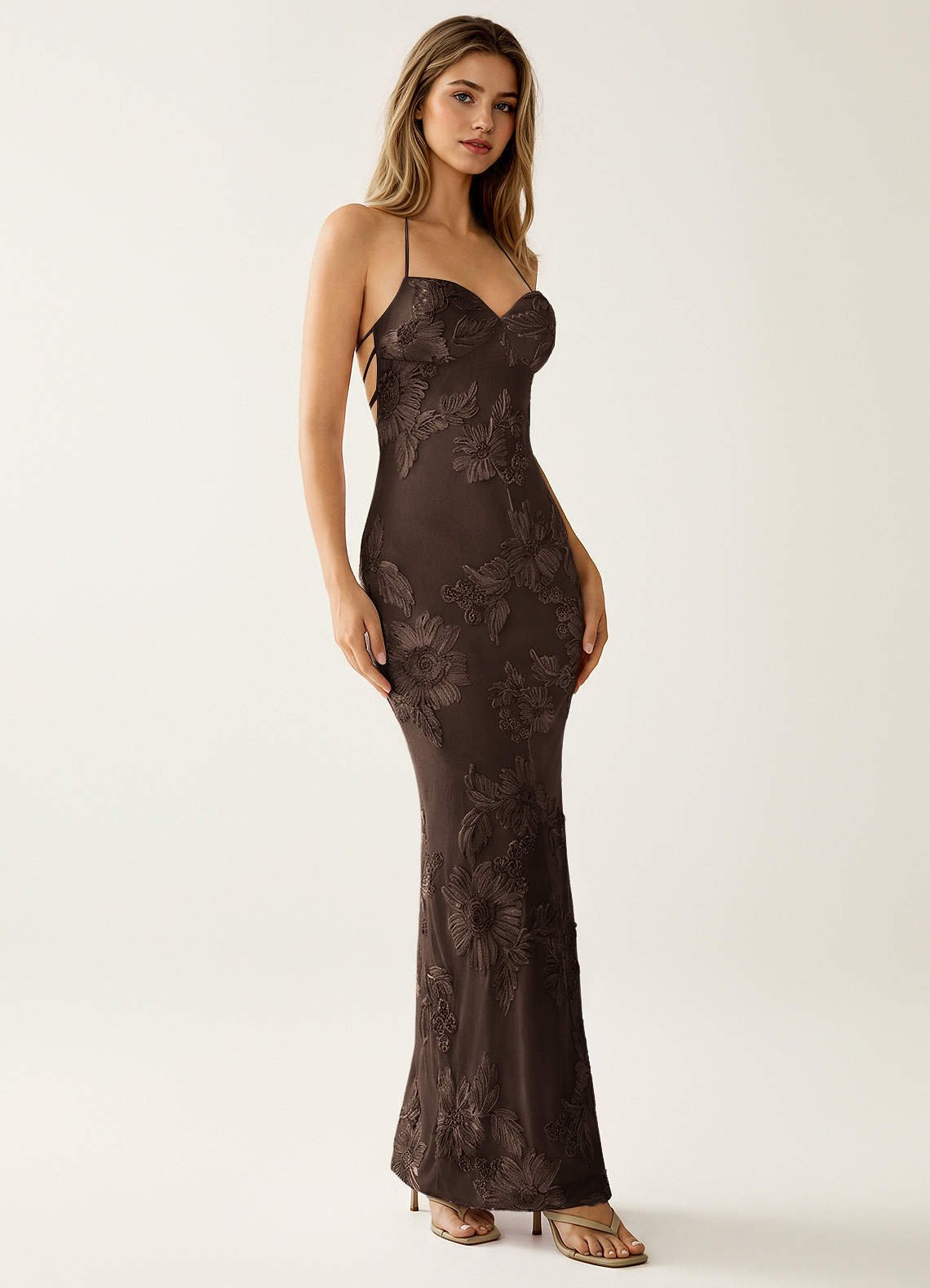 Nasasiya Mermaid Halter-Neck Stretch Lace Prom Dress in Yellow
