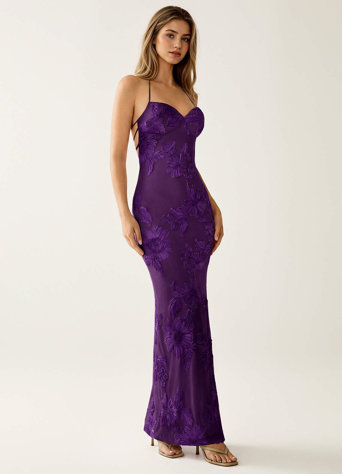Nasasiya Mermaid Halter-Neck Stretch Lace Prom Dress in Yellow