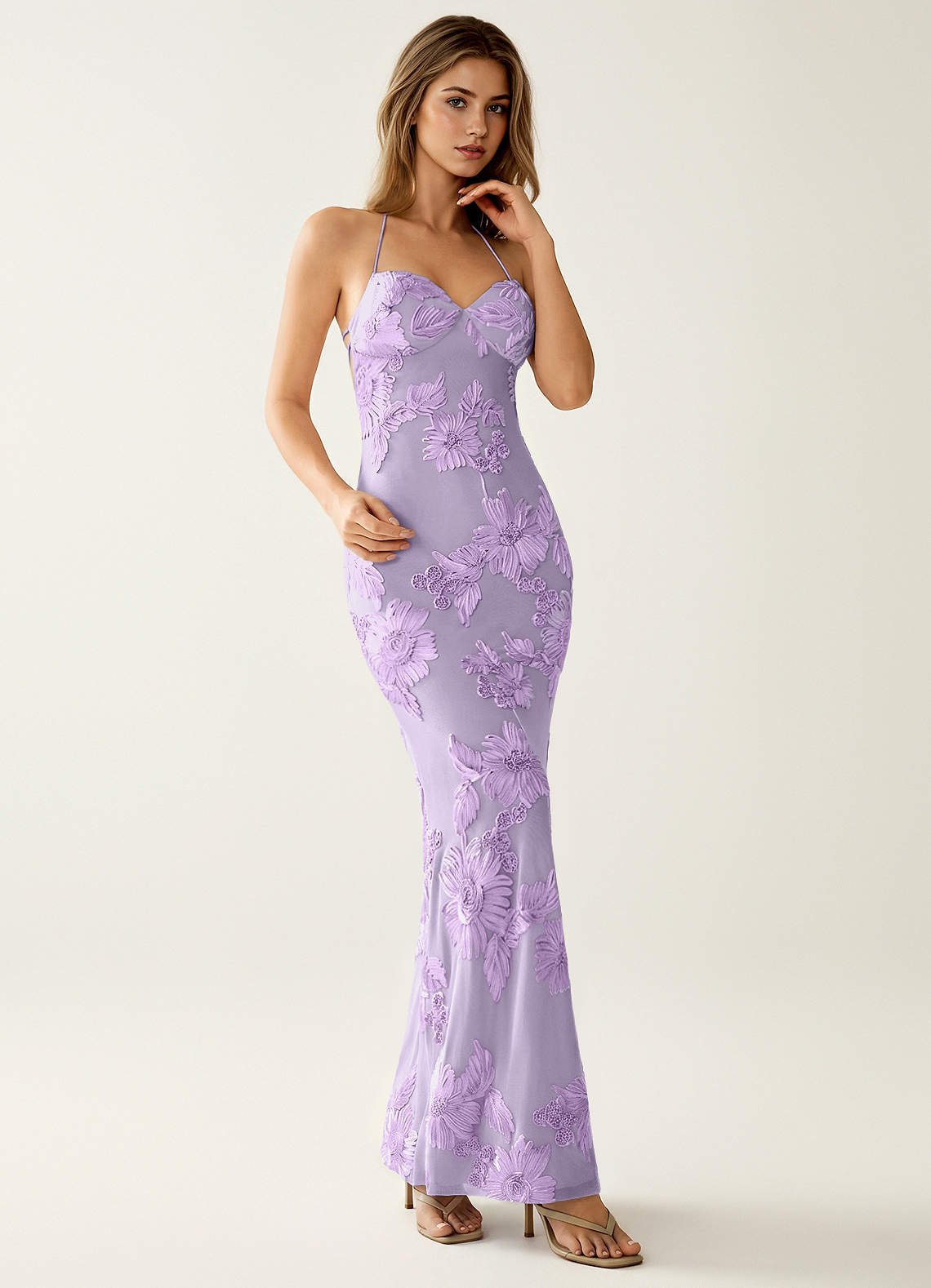 Nasasiya Mermaid Halter-Neck Stretch Lace Prom Dress in Yellow