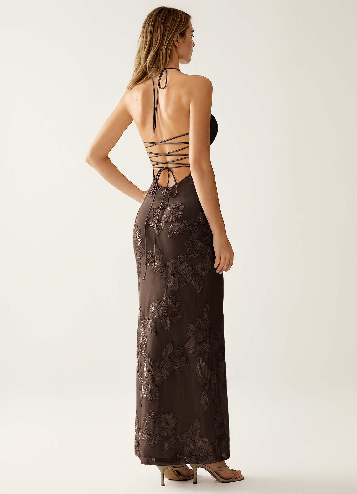 Nasasiya Mermaid Halter-Neck Stretch Lace Prom Dress in Coco