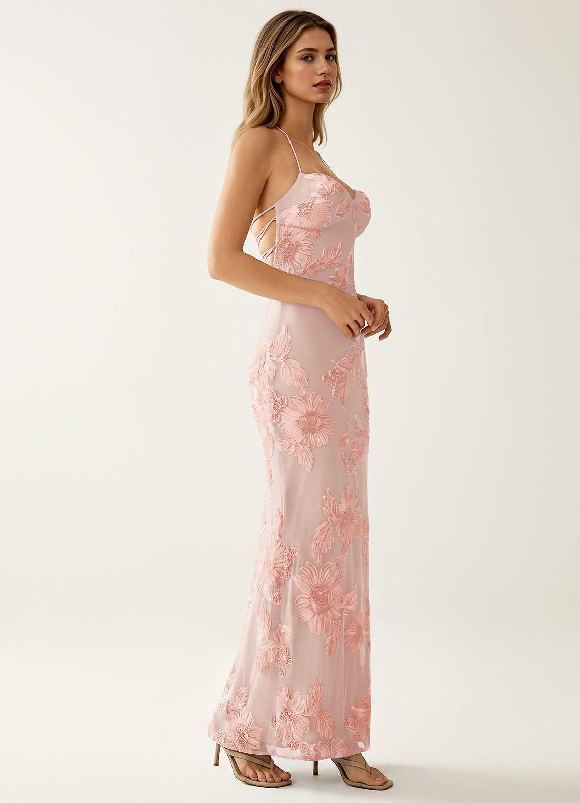 Nasasiya Mermaid Halter-Neck Stretch Lace Prom Dress in English Rose