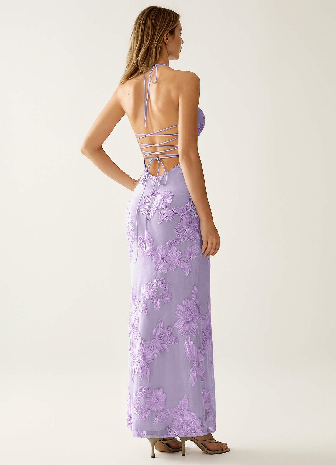 Nasasiya Mermaid Halter-Neck Stretch Lace Prom Dress in Wisteria