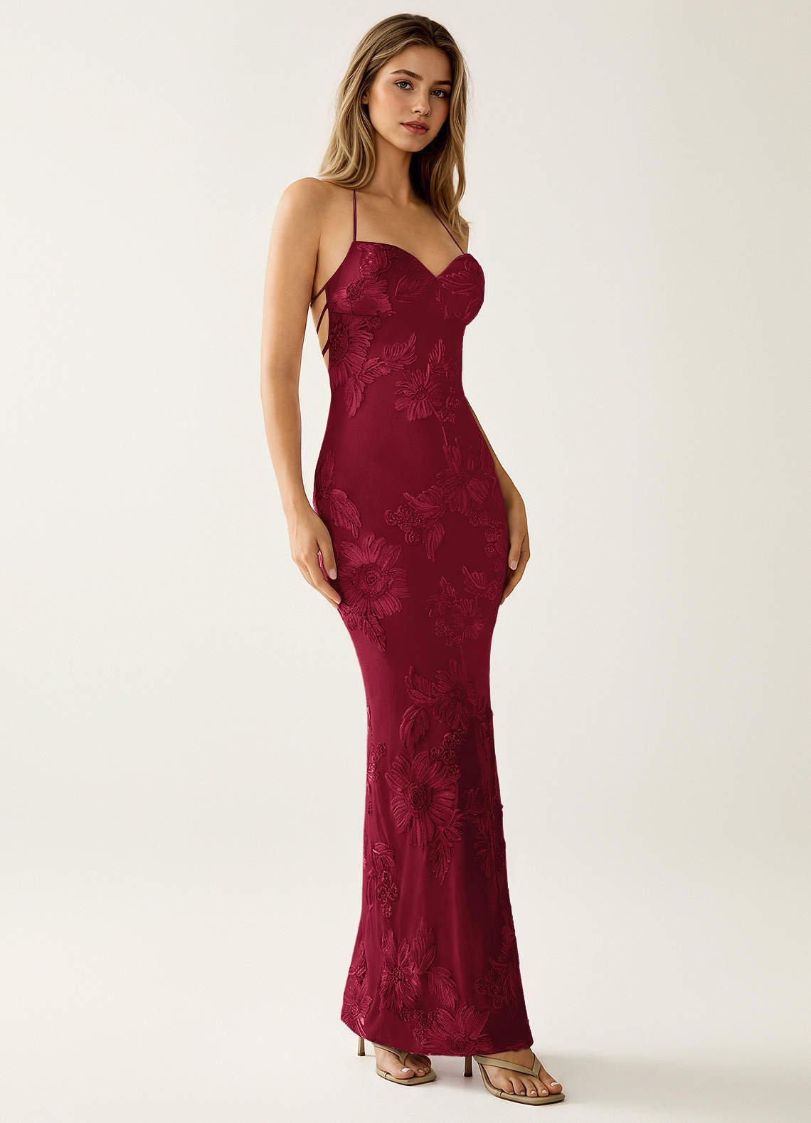 Nasasiya Mermaid Halter-Neck Stretch Lace Prom Dress in Yellow