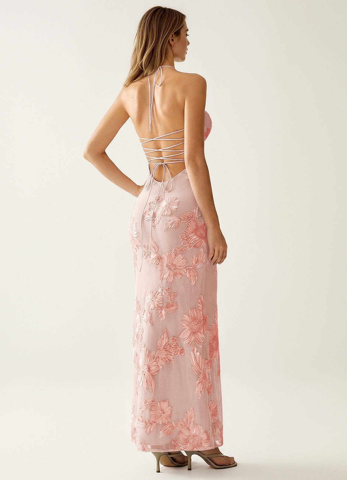 Nasasiya Mermaid Halter-Neck Stretch Lace Prom Dress in English Rose