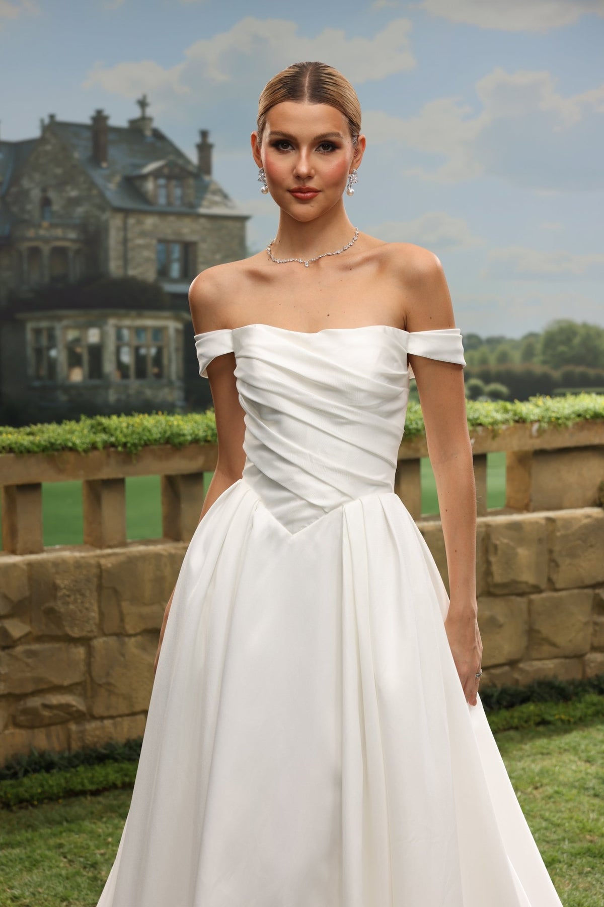 Nola white wedding dress detail view 7