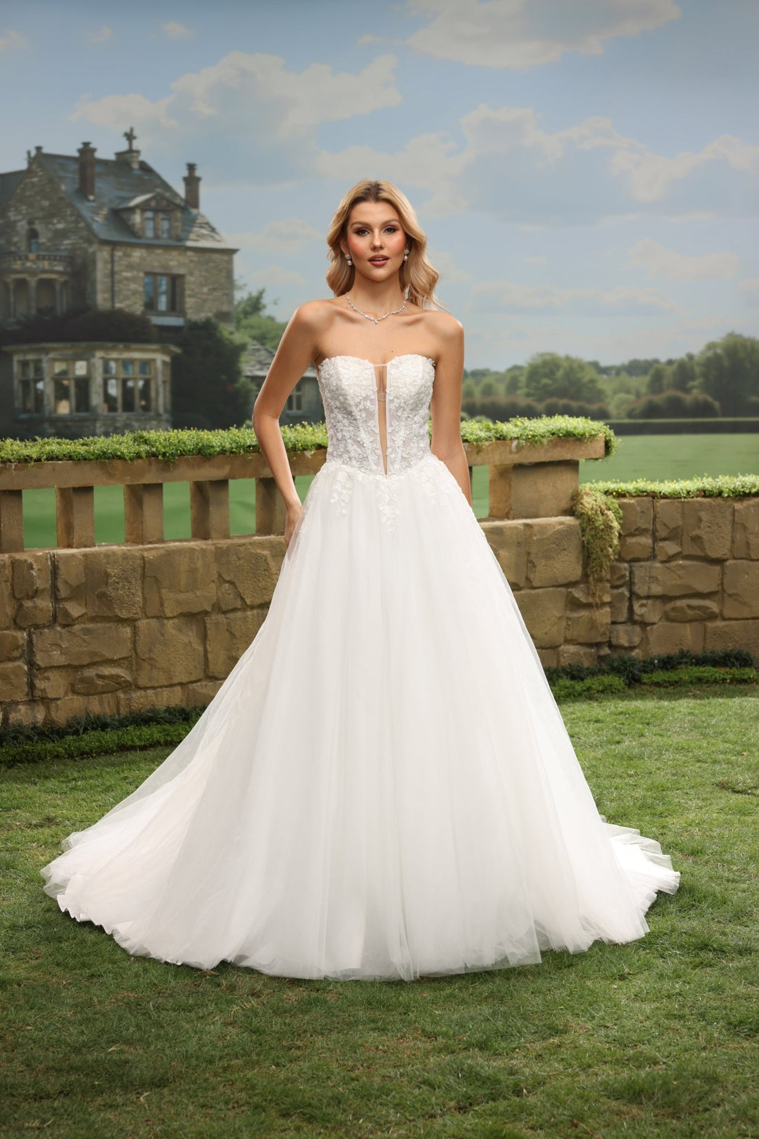 Nora white wedding dress front view 1