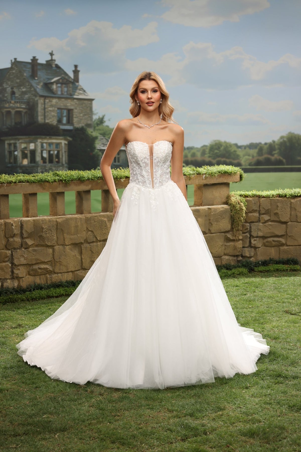 Nora white wedding dress front view 1