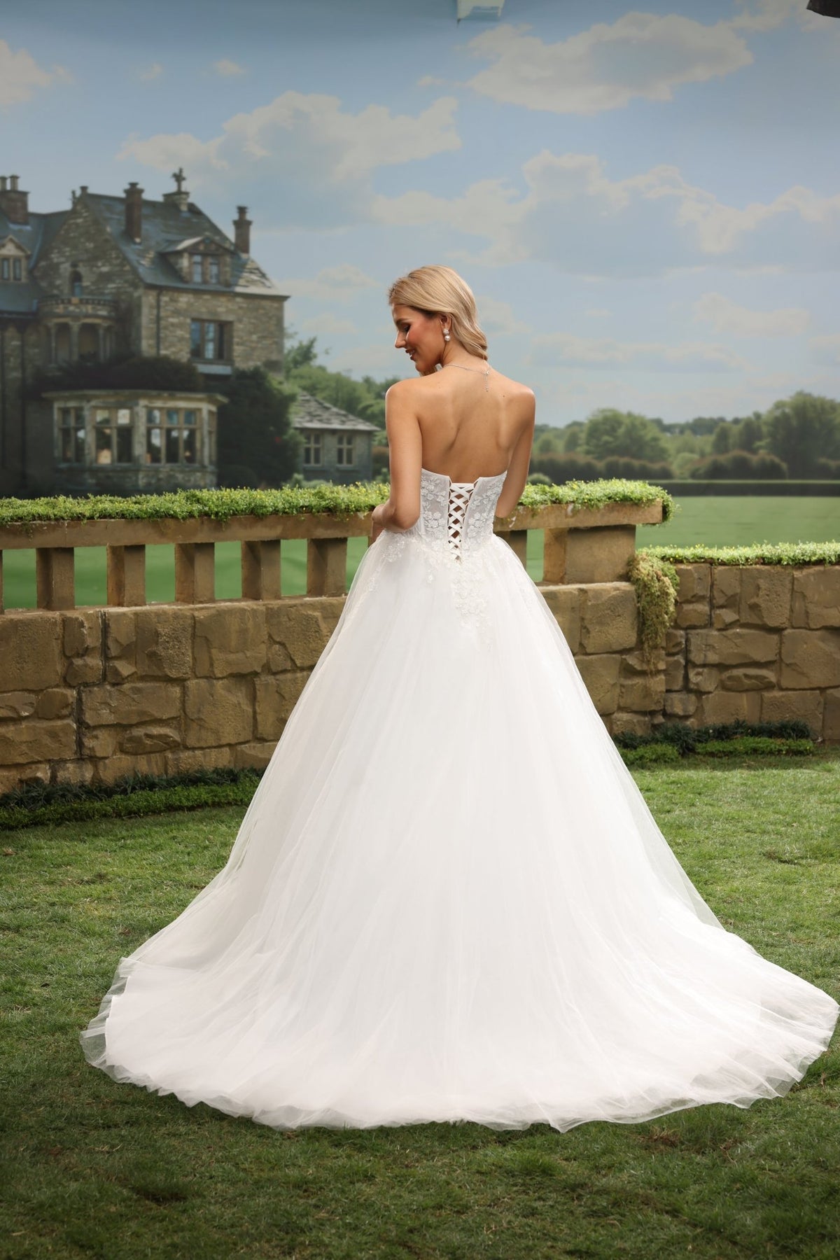 Nora white wedding dress back view 10
