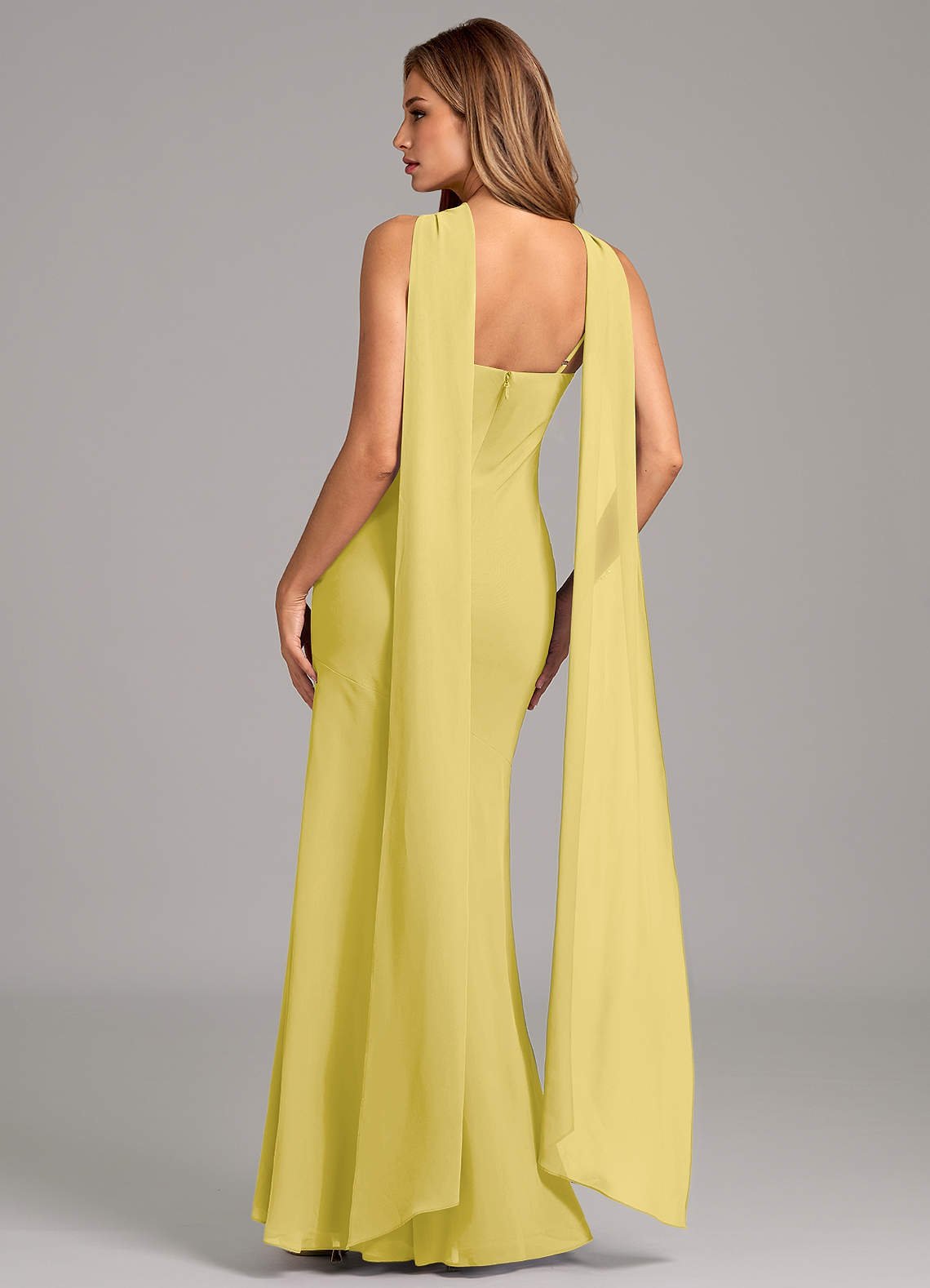 Kinsley Mermaid Halter Chiffon Bridesmaid Dress in Canary