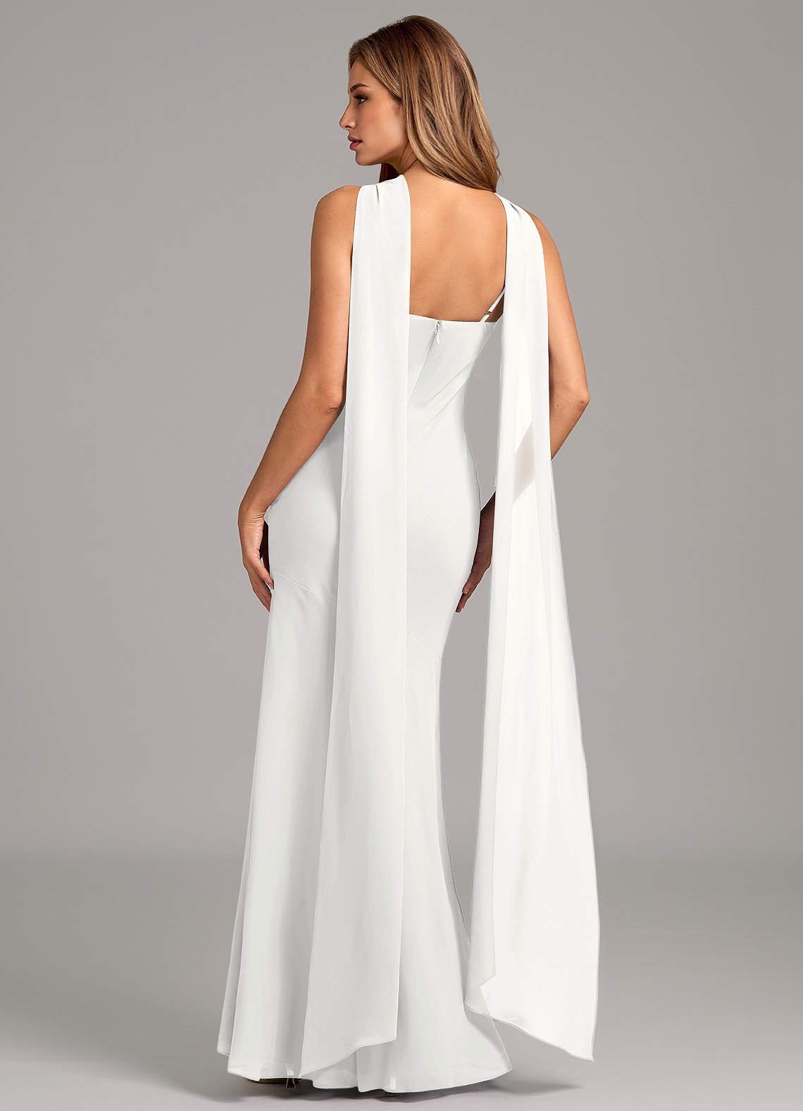Kinsley Mermaid Halter Chiffon Bridesmaid Dress in white